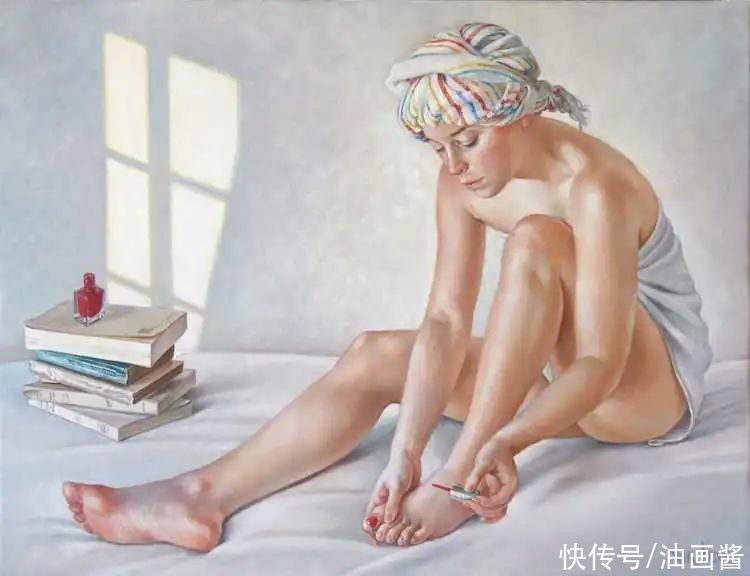 油画|这组写实油画，画出了女孩的私生活，太真实了