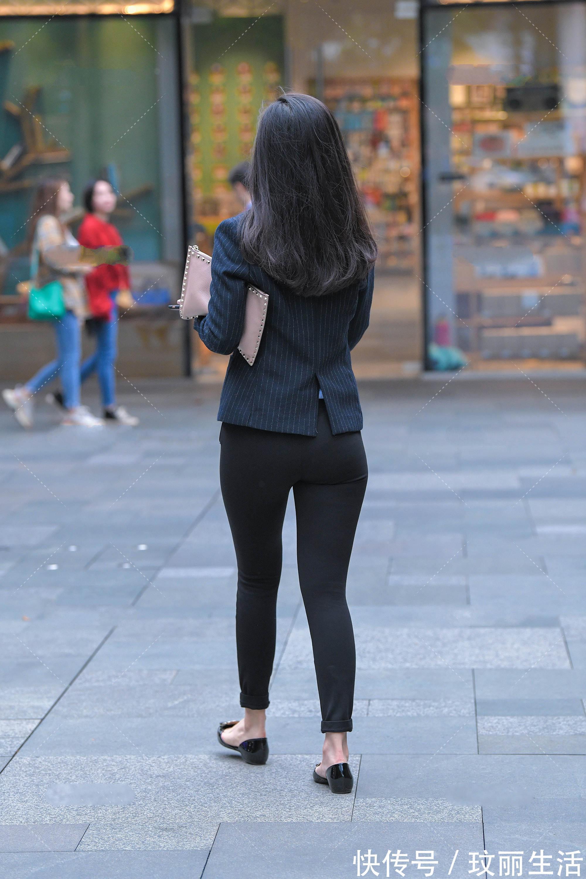 高跟鞋 小西装搭配衬衫, 九分裤子的平整细节, 职场白领范儿十足