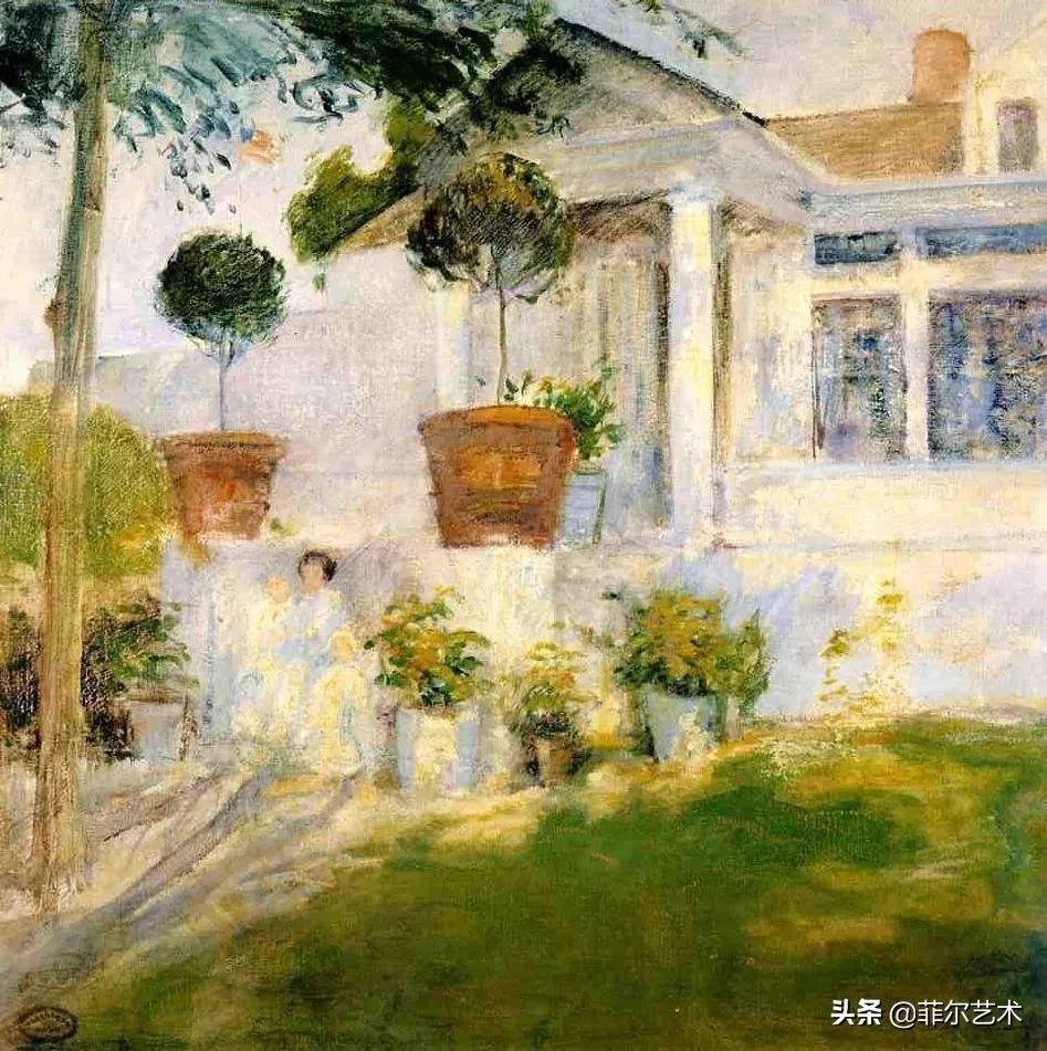 构图#这幅油画作品有着独特精致的构图，以及柔美优雅并带有诗意的风景