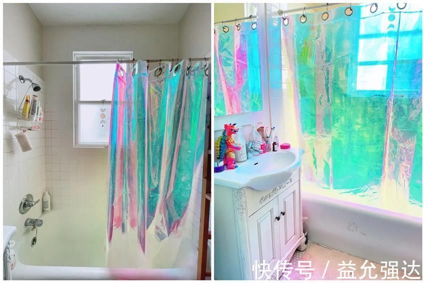 浴帘|她住在52㎡小房子里，装修色彩丰富又可爱，彩虹浴帘太少女心！