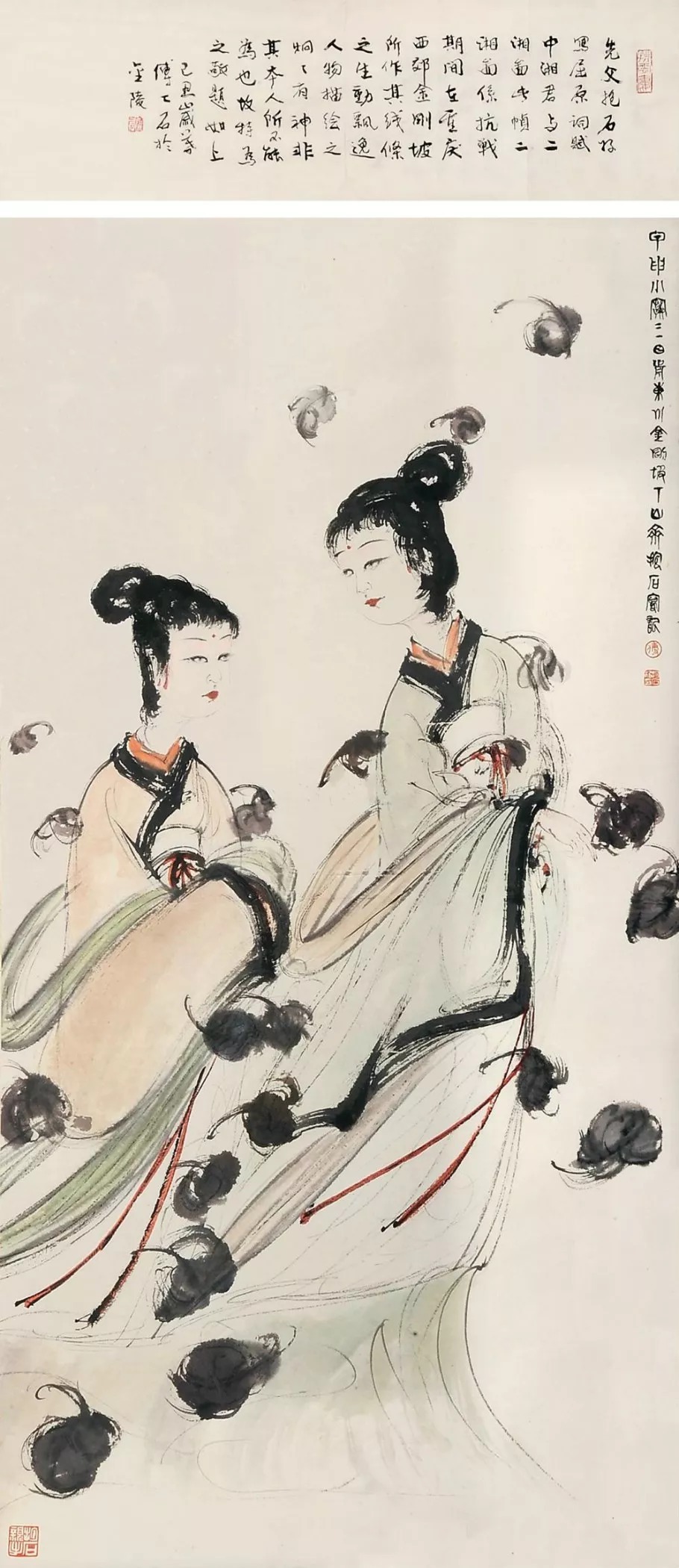 兰亭修禊图|傅抱石如何用笔下的“勾魂三绝”画活历史仕女画的?