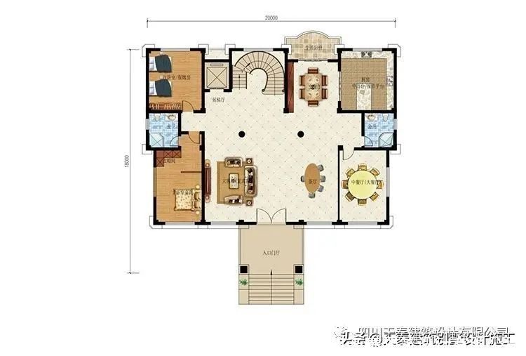 建房|四川南充欧式豪华别墅带挑空客厅 大露台设计 建房设计旋转楼梯