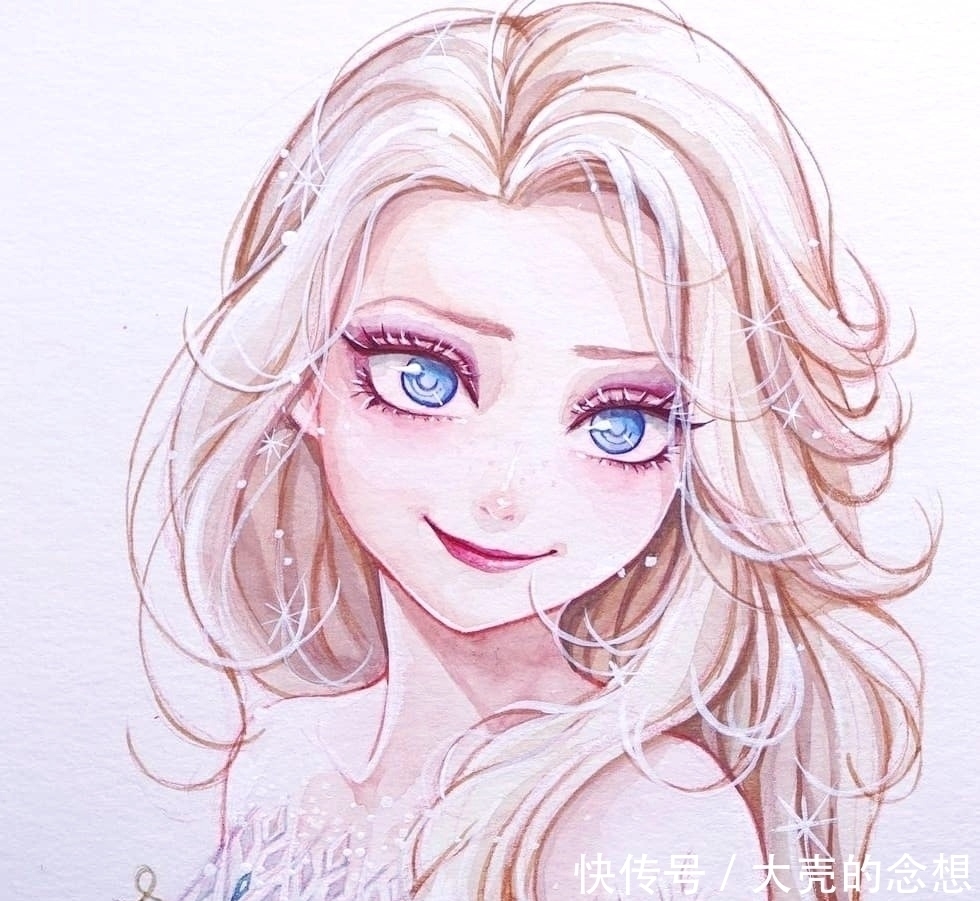 莫阿娜#画师绘制迪士尼公主水彩画,公主颜值提升,美颜效果明显