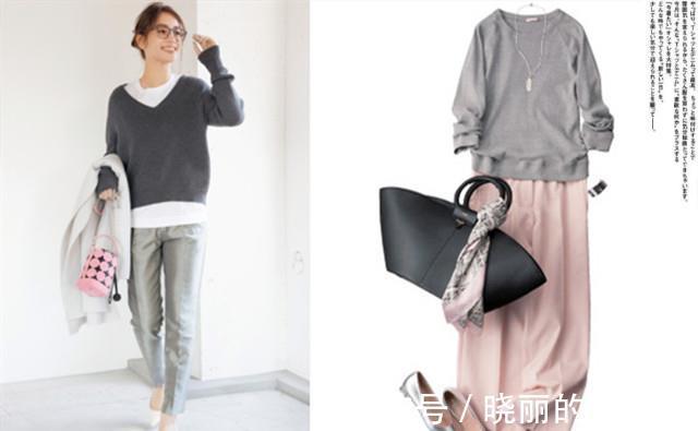 针织衫|只知道灰色高级,没想到与粉色搭配后,更显温柔与知性