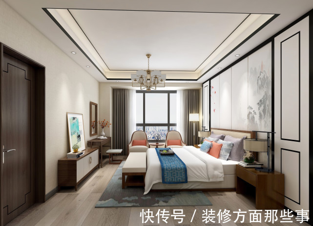 卧室|145平简洁明快的新中式风，这样设计既传承又创新