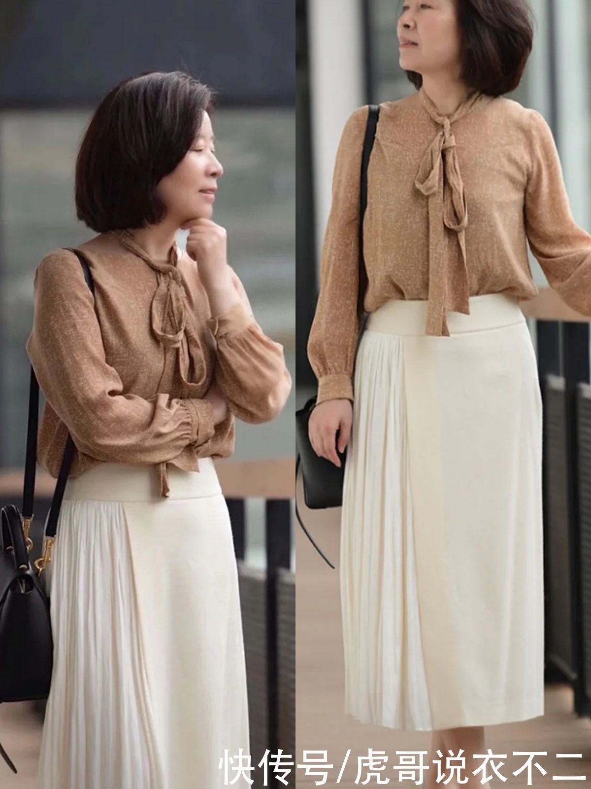 白色|60岁姐姐别总穿小白裤，夏季“白色半裙”学她这么搭，年轻十几岁