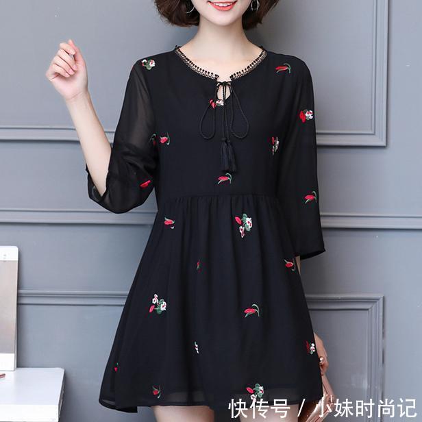 版型 时尚优雅的大码连衣裙,最喜欢第五款,修身显瘦还减龄哦