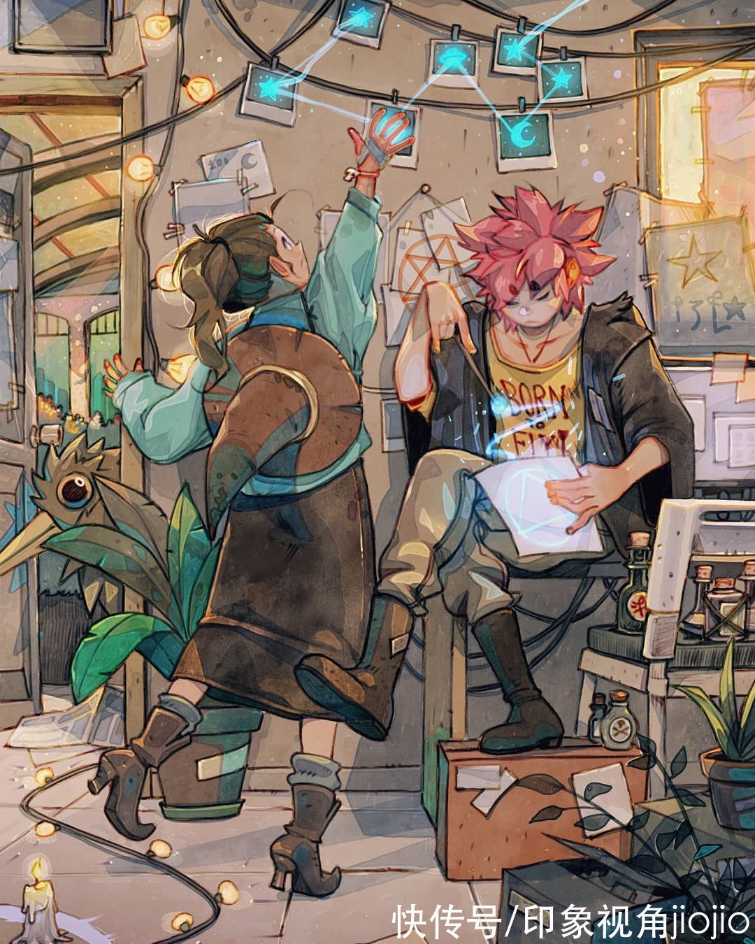 日常插画#复古风的女巫日常插画作品,猫咪灵魂陪伴设定太有爱了