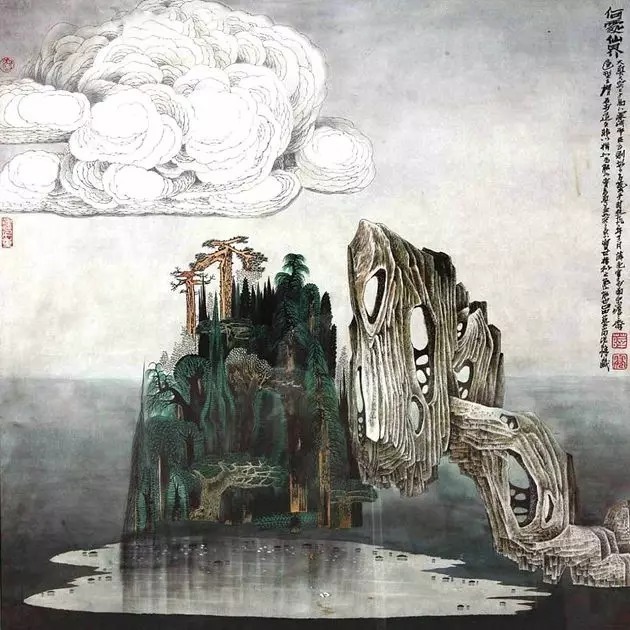 山水画$“江南鬼才”笔下的工笔山水画,色彩丰富,太震撼了!
