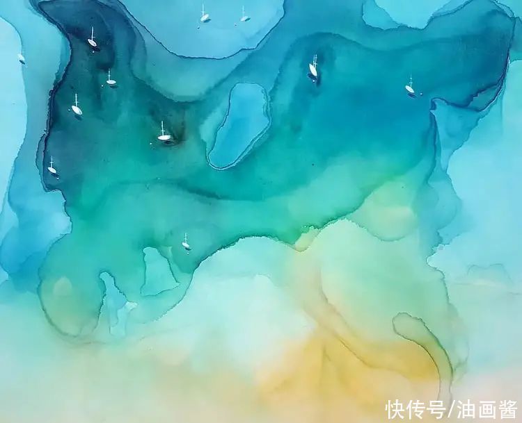 尤莉娅$她的画只有一滩稀薄的蓝色,简单到了极致,同时也美到了极致