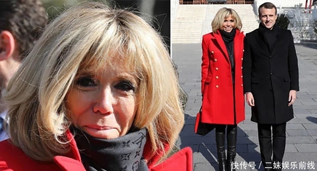 布丽吉特从头改变,梳齐刘海,涂艳丽唇膏,翘起手指“撩”马克龙