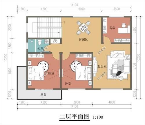 书房|东西面宽14米，南北宅基长19米，想盖2层进深10到12米，底层两卧，怎么设计？