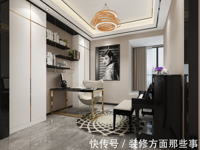 壁龛|200平现代风四居室,三层叠级的方式背景墙+内置壁龛很别致