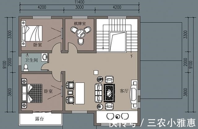 平面图|农村自建4室2厅2层别墅, 厨房餐厅在室外, 简单大气就很好!