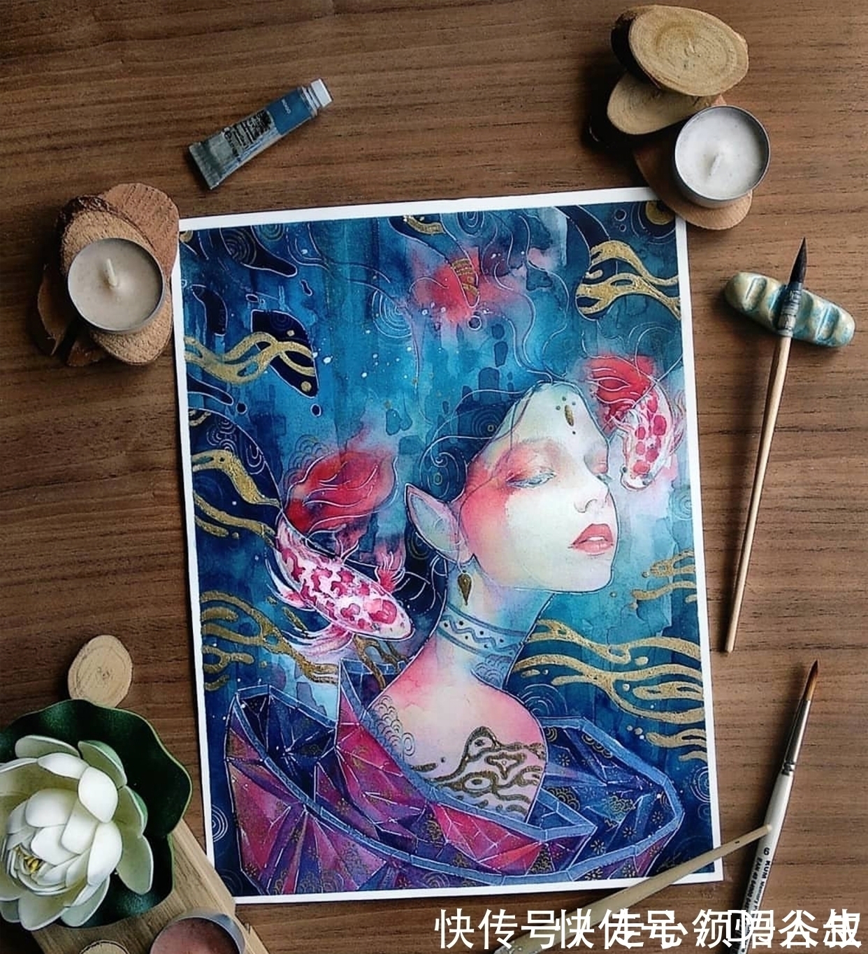 珀耳塞福涅&寂静宇宙中的明眸:色彩与金箔的交融,插画家卡法西斯的神话四季