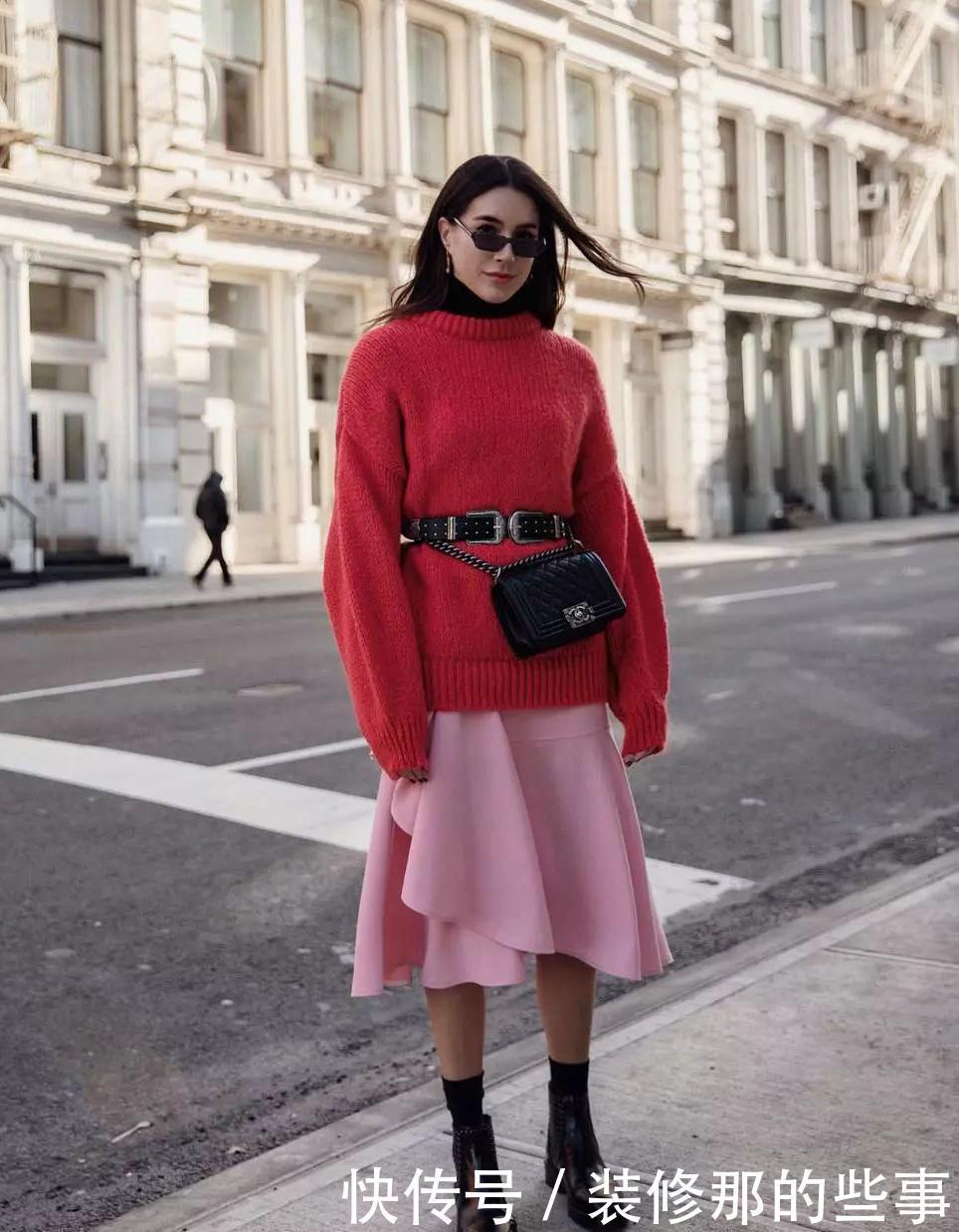“红毛衣”怎么穿才不俗气?选款搭配都很重要,穿对了美成焦点