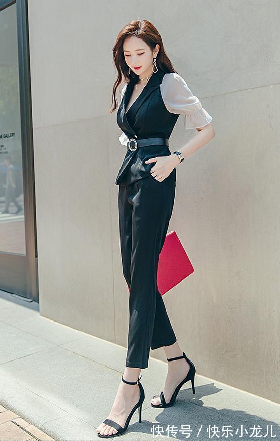 时尚|时尚气质的小西装搭配休闲直筒的小脚九分裤,穿出时尚气质
