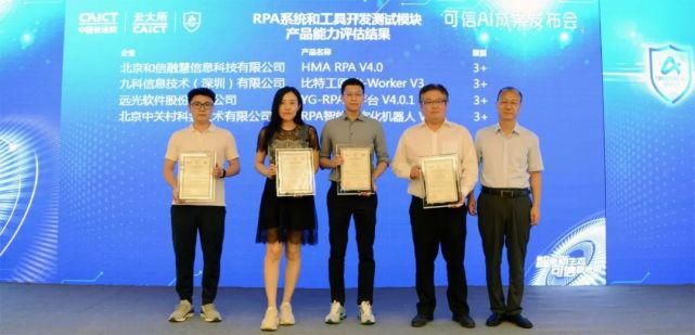 rp远光软件YG-RPA云平台获中国信通院最高等级“3+”认证