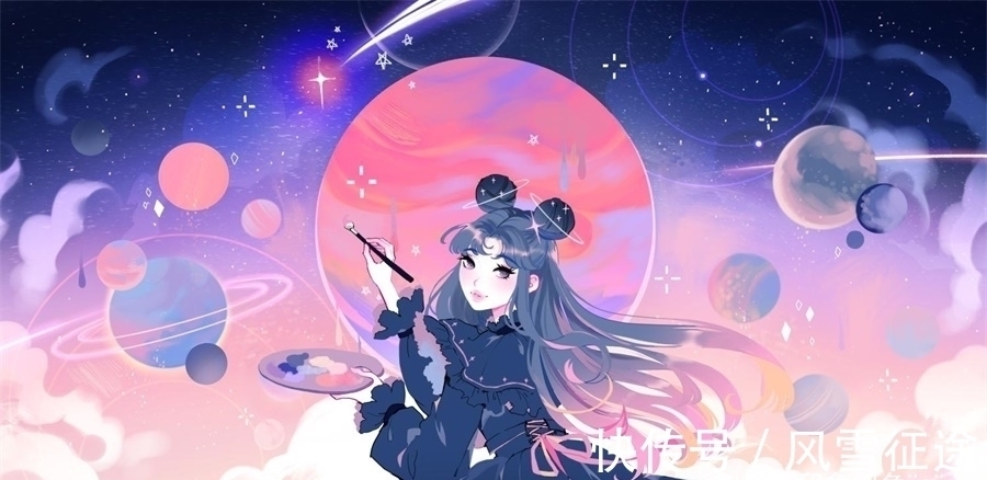 画面|魔法少女系列插画,甜美温柔的画风,画面美好且奇幻