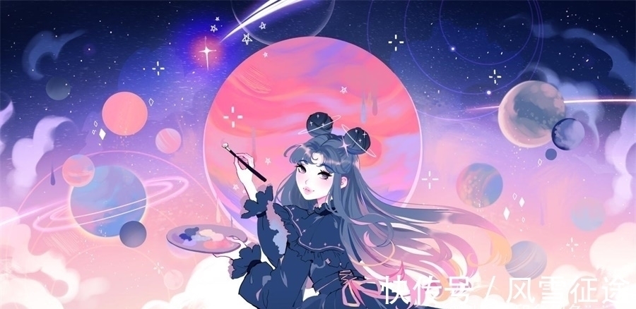 画面|魔法少女系列插画，甜美温柔的画风，画面美好且奇幻