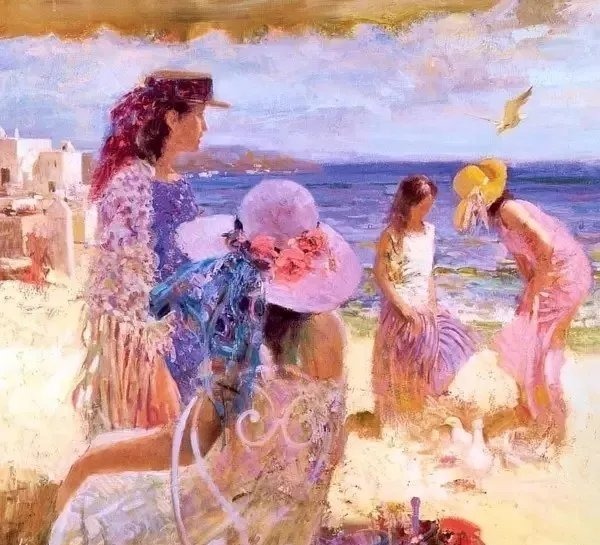 人物#皮诺德埃尼的油画人物，色彩斑斓，动静结合，光彩照人