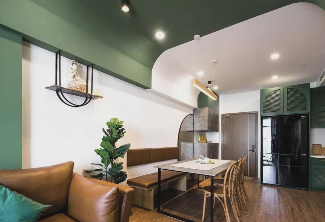 复古绿|78㎡装出2卧室+书房+衣帽间，并用复古绿填满，小户型值得借鉴