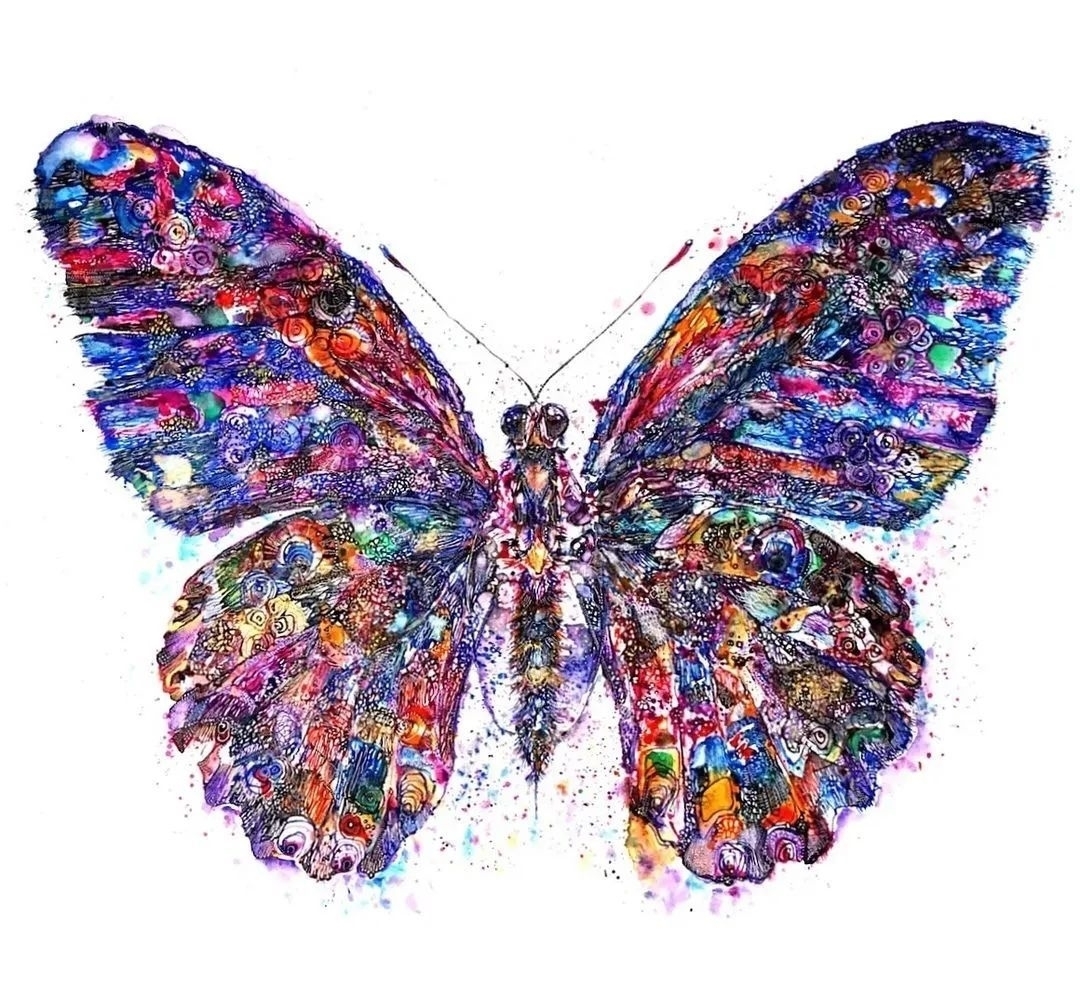 动物@她在一幅画里,画了一万种颜色,连斑马和大象都变成彩虹色