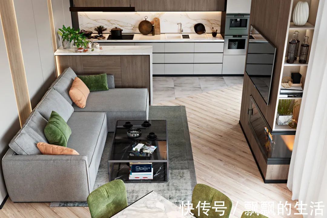 空间|100㎡现代简约,不规则的三房户型,开放式格局,自然而温馨