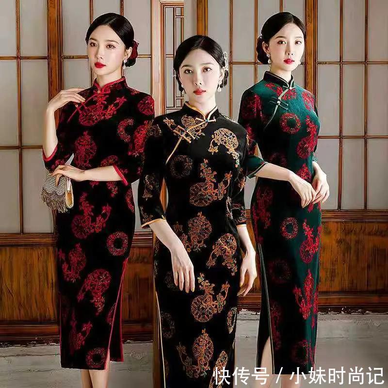 女子|秋冬时尚款优雅金丝绒现代改良旗袍,穿出的是味道,描摹的是风情