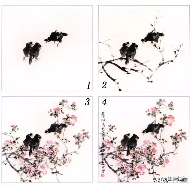 彩墨|图文教程——学画写意八哥