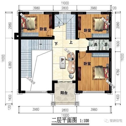 挑空|11×11米，建房尺寸相同的两栋别墅，带挑空客厅均很大气