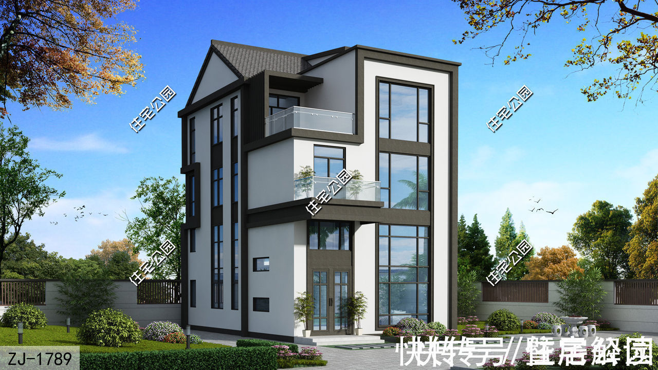 宅基地|有夹层还带阁楼,占地只要96平的三层农村别墅,村里人看了都想盖