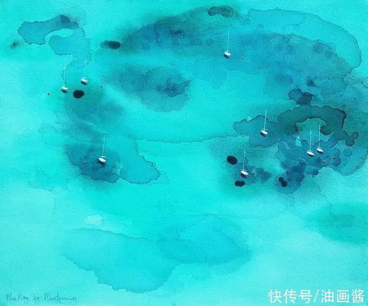 尤莉娅$她的画只有一滩稀薄的蓝色,简单到了极致,同时也美到了极致