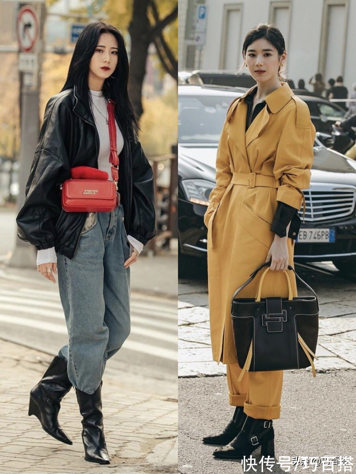 靴子|韩国街拍教你穿阔腿裤！上身显瘦又不失街头感，不露腿也能炸街