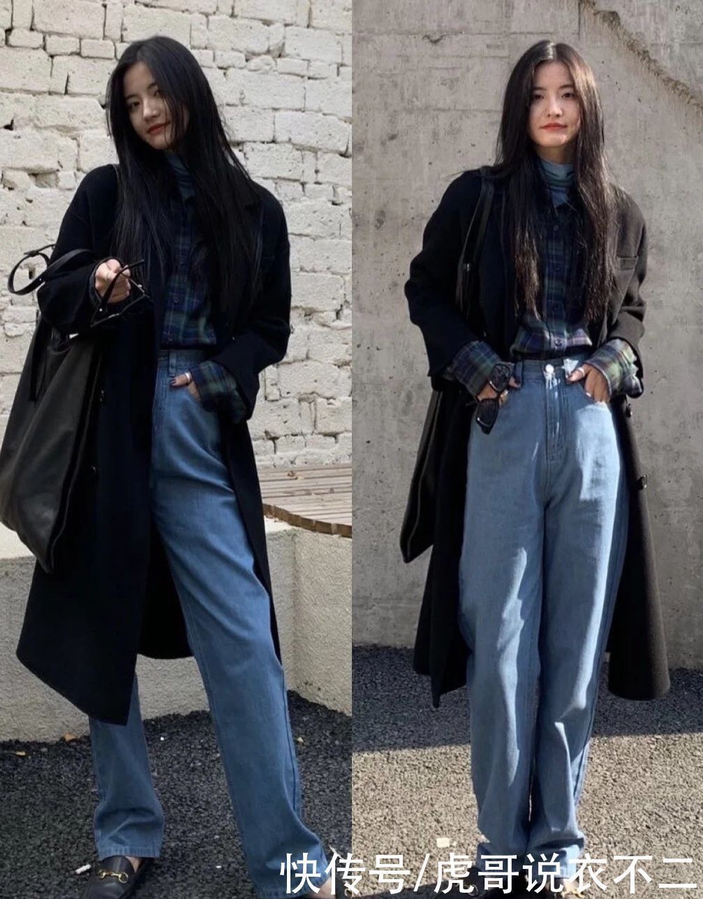 博主 大衣在配不在多,学韩国博主一衣多穿,一件黑大衣一周穿搭不重复