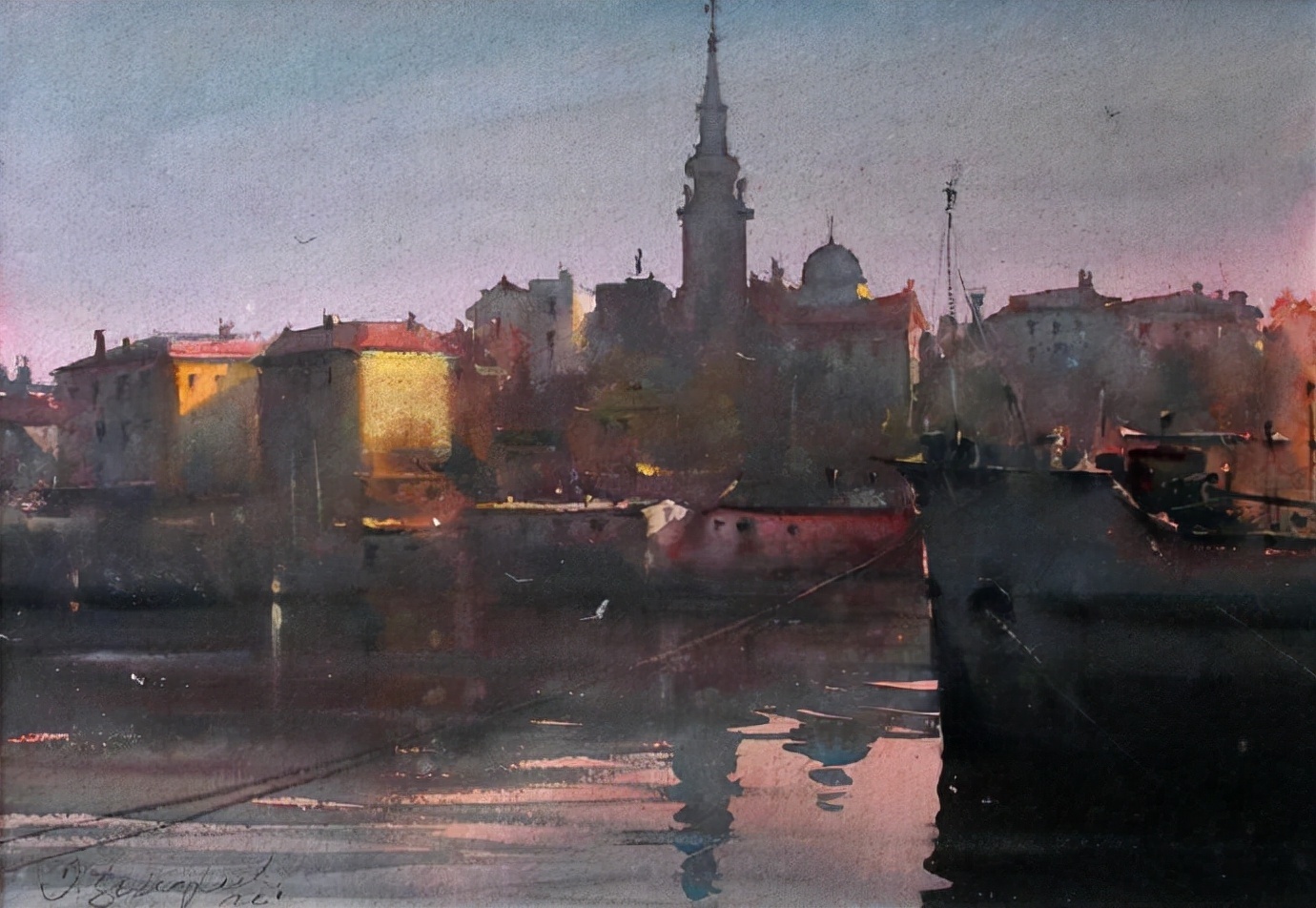 水彩画!水染的建筑与街道,塞尔维亚水彩画大师Dusan Djukaric作品(一)