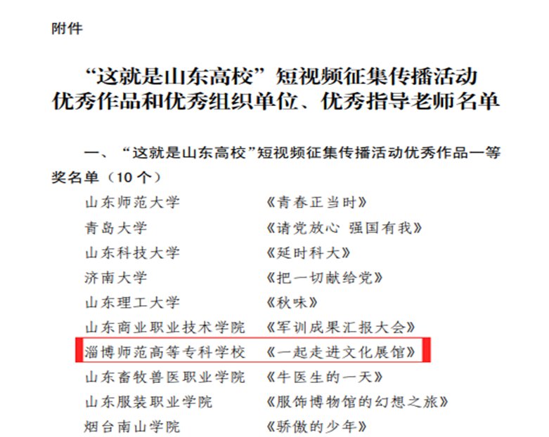 征集|淄博师专在山东省教育厅组织的短视频征集活动中获一等奖