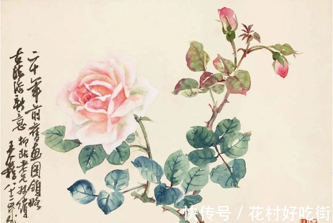 国画家$国画家｜陆抑非的月季花