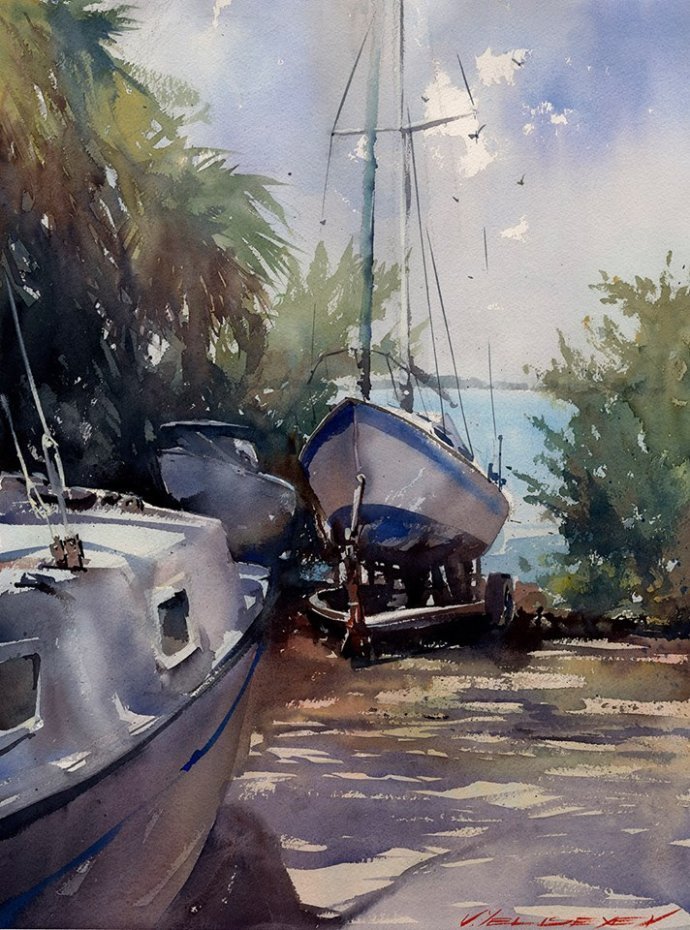 弗拉迪斯拉夫!印象水彩/美国当代艺术家弗拉迪斯拉夫水彩作品