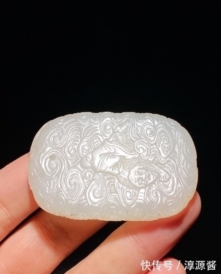 和田玉!清乾隆 和田玉籽料 白玉 罗汉 应真图 玉牌 挂件