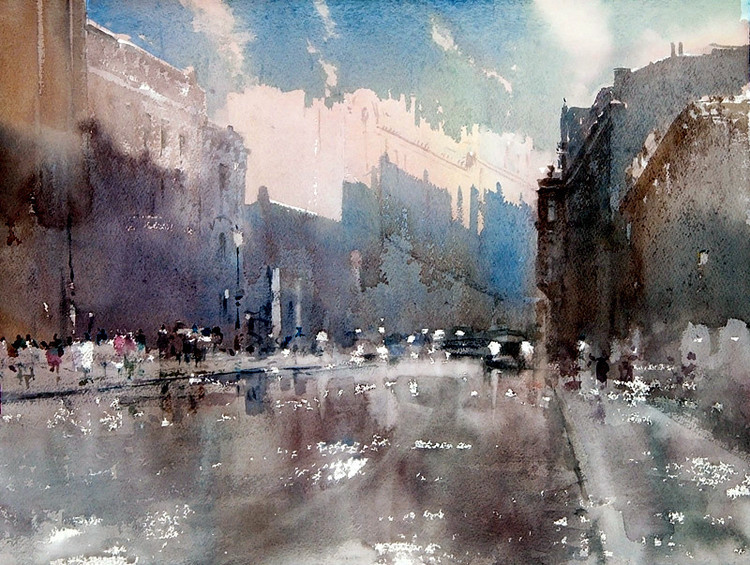 水彩画#美轮美奂!俄罗斯艺术家特梅雷夫的水彩都市景观画