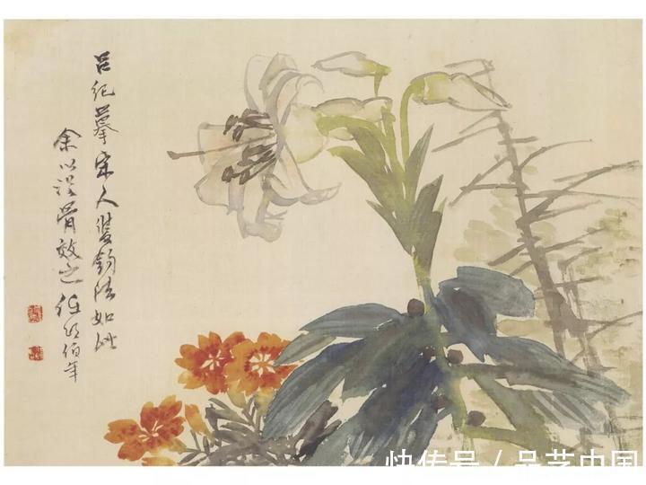 吴昌硕@任伯年的小品，色感十足