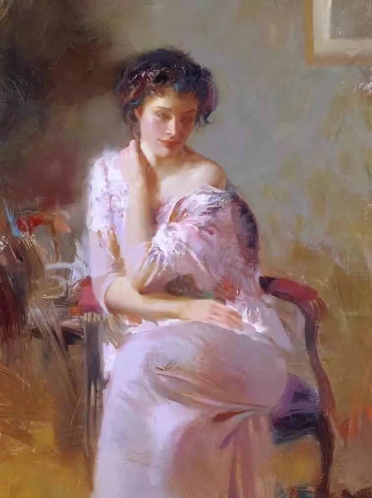 人物#皮诺德埃尼的油画人物，色彩斑斓，动静结合，光彩照人