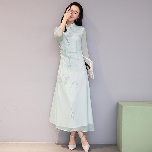 印花 岁月的沉淀与现代的冲刷!一袭改良旗袍裙,诠释东方女性神韵之美