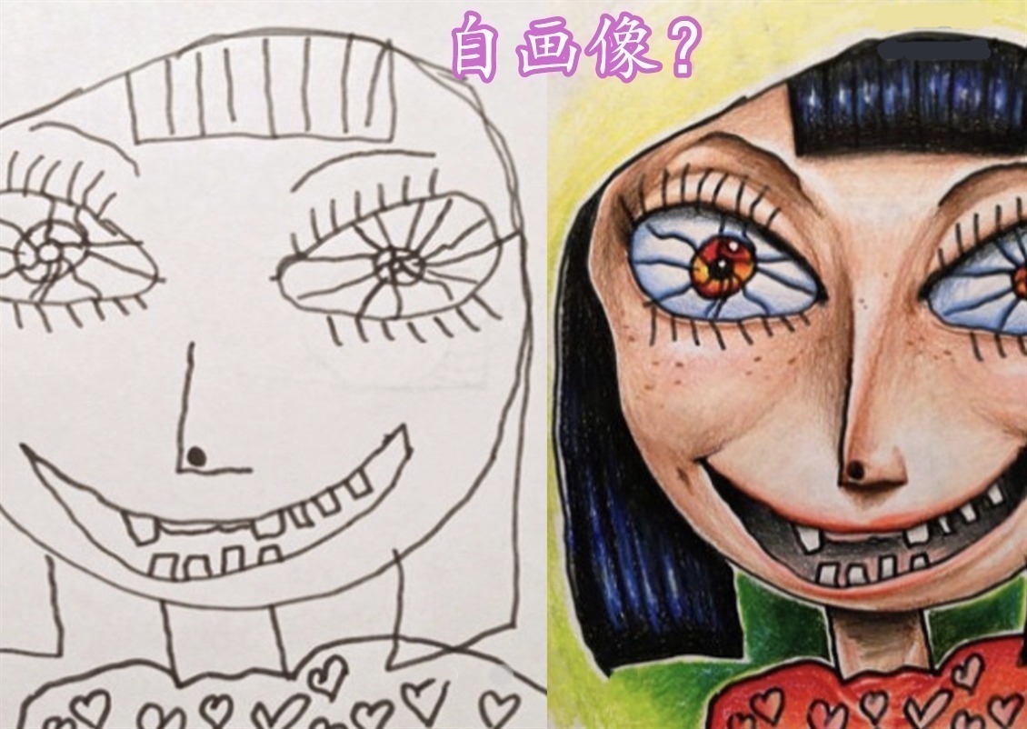 小女孩|小女孩在平板上作画，起笔看着像菜鸟，上完色才发现是个小艺术家