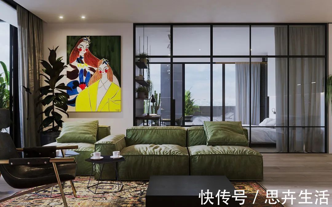 墙面|140㎡现代极简,大胆撞色设计,简约清新布置,年轻人的高级感