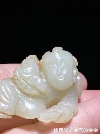 籽料&宋 和田玉籽料 白玉 童子戏鹰 执鹰童子