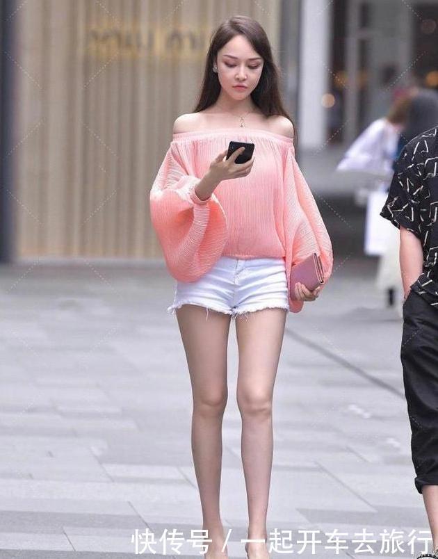 优雅|粉衬衫配白牛仔短裤,温柔优雅,风度迷人