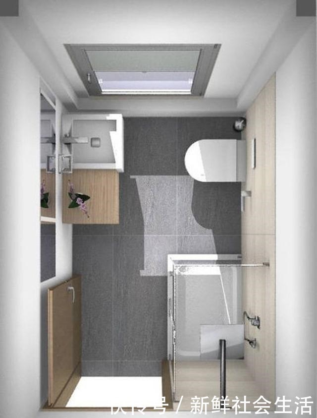 马桶|马桶不靠墙,直接和淋浴房隔断合并,上方装个置物架还能用来收纳!