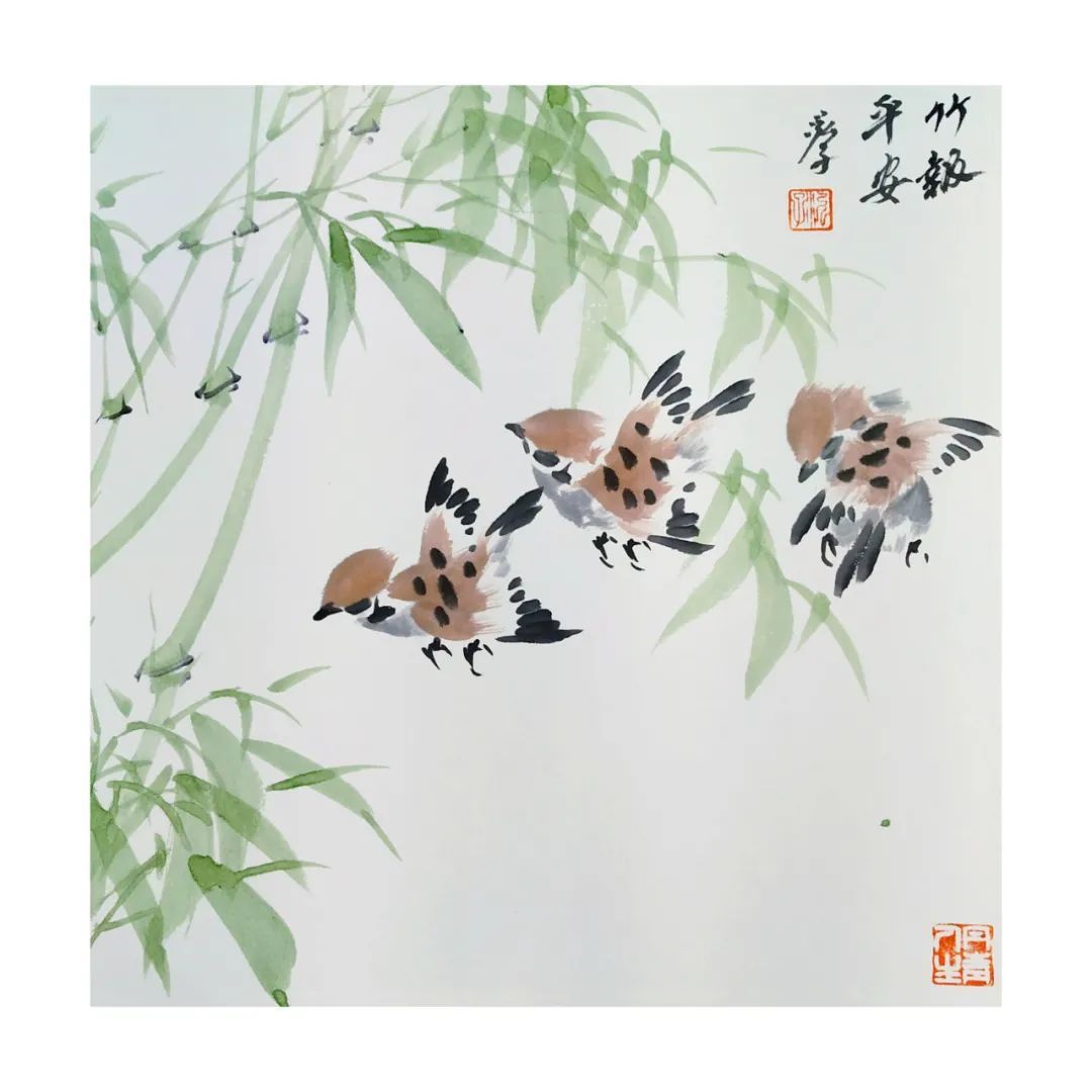 研究员!朱荣耀《壬寅新春,竹报平安》系列小品